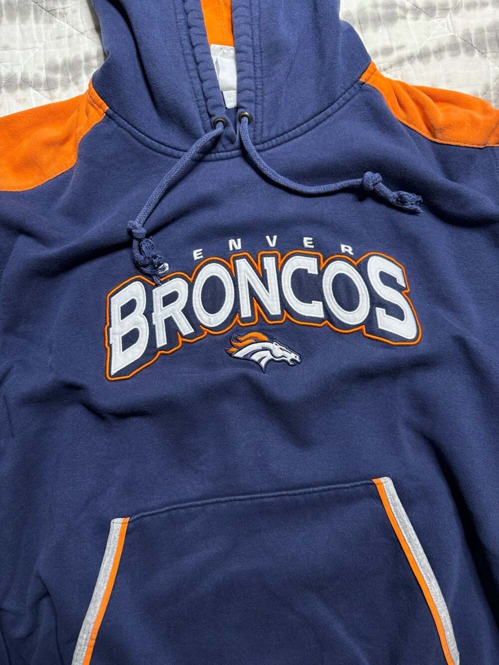 NFL Denver Broncos Hoodie Blue Orange Pullover Sweatshirt